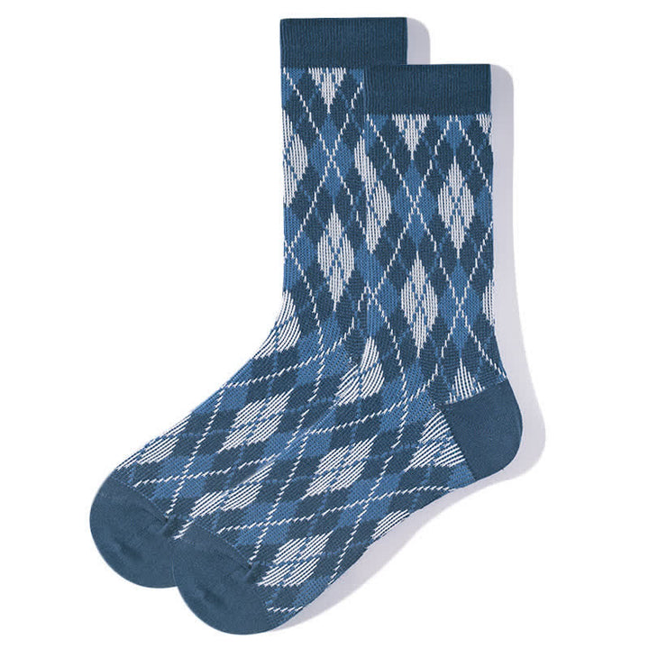 Novelty Plaid Patterned Cozy Cotton Crew Socks