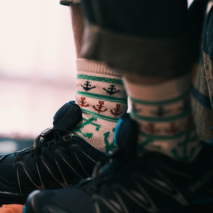 Nautical Flavour Anchor Print Cotton Crew Socks