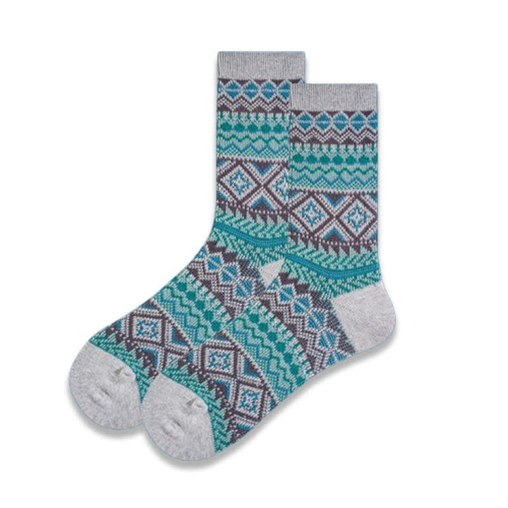 Casual Geometric Colorful Knit Cotton Crew Socks