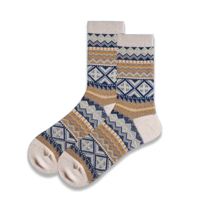 Casual Geometric Colorful Knit Cotton Crew Socks