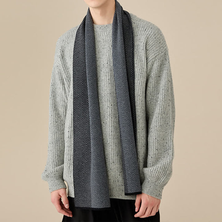 Men's Luxurious Herringbone Cozy Soft Wool Scarf