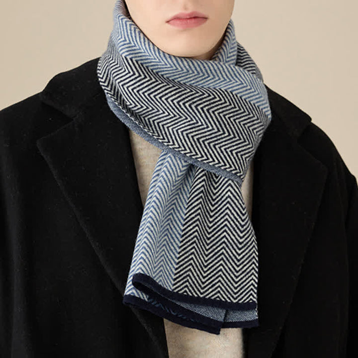 Men's Luxurious Herringbone Cozy Soft Wool Scarf