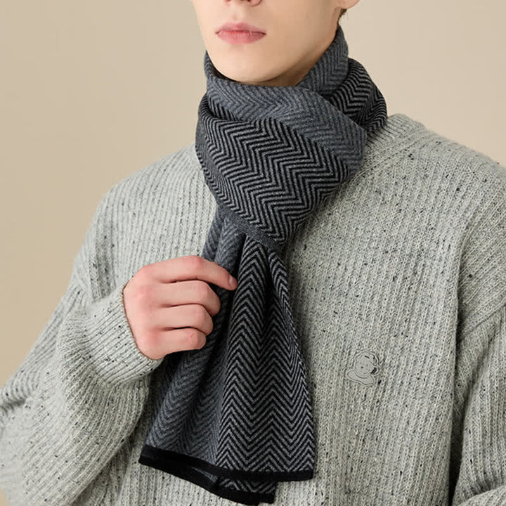 Men's Luxurious Herringbone Cozy Soft Wool Scarf