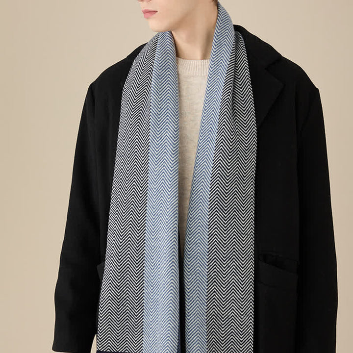 Men's Luxurious Herringbone Cozy Soft Wool Scarf