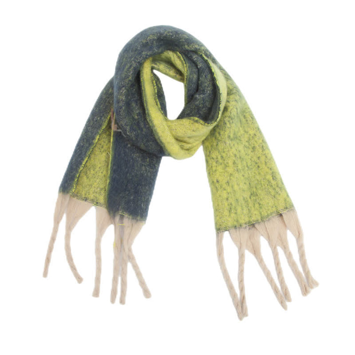 Unisex Gradient Color Tassels Cold Weather Roving Scarf