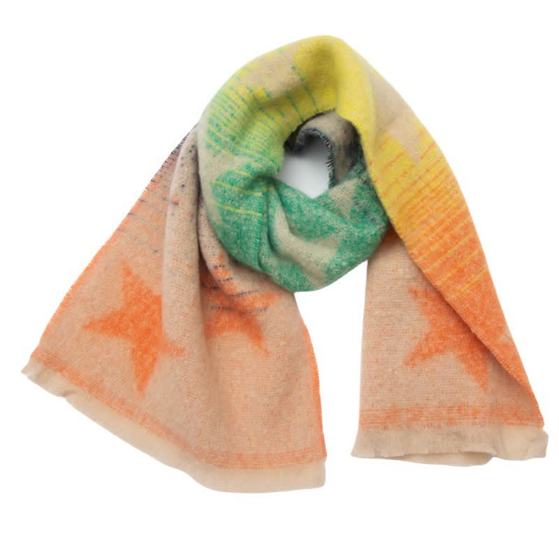 Unisex Thick Fashion Five Pointed Star Roving Scarf