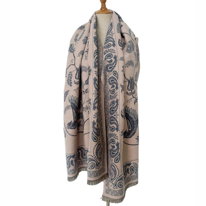 Unisex Elegance Paisley Flying Birds Pattern Scarf