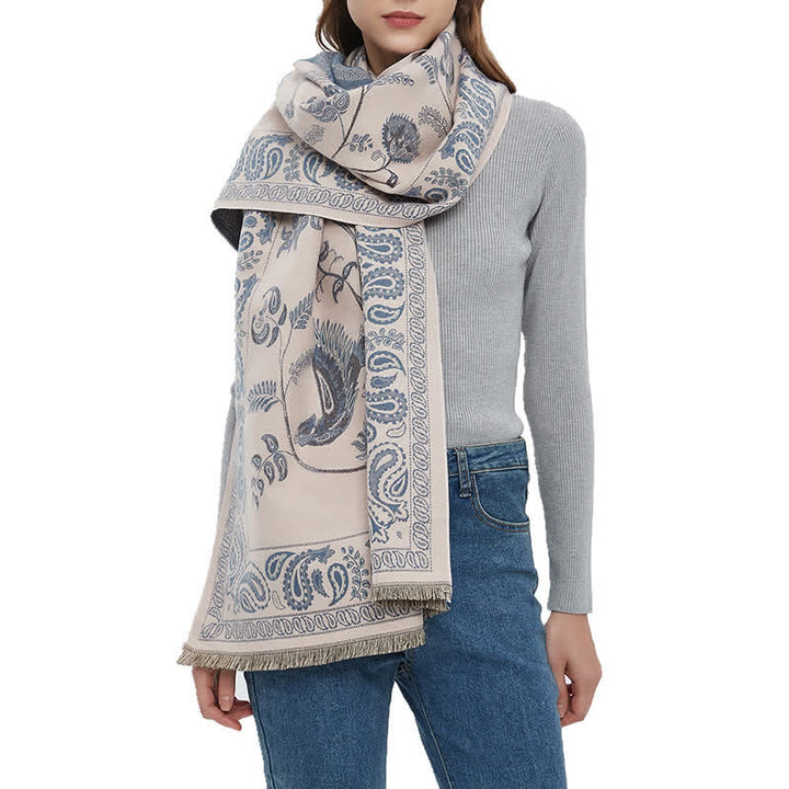 Unisex Elegance Paisley Flying Birds Pattern Scarf