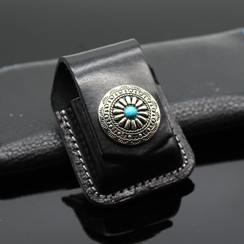 Indian Turquoise Lighter Holder Leather Belt Bag