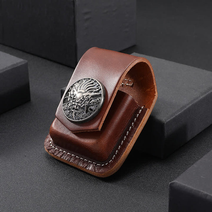 Powerful Dragon Head Lighter Holder Leather Belt Bag