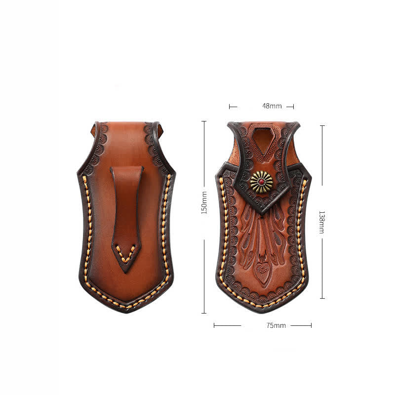 Retro Flip Cover Outdoor Activities Folding Knife Sheath Leather Belt Bag