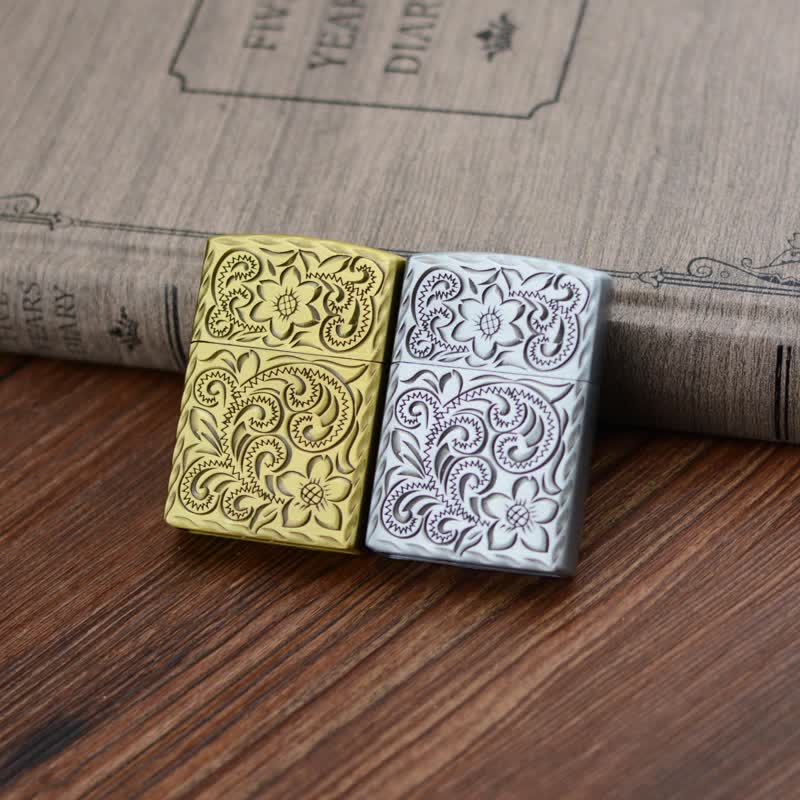 Elegant Flower Relief Design Refillable Butane Lighter