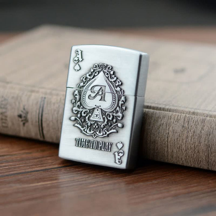 Lucky ACE Poker Relief Design Refillable Butane Lighter