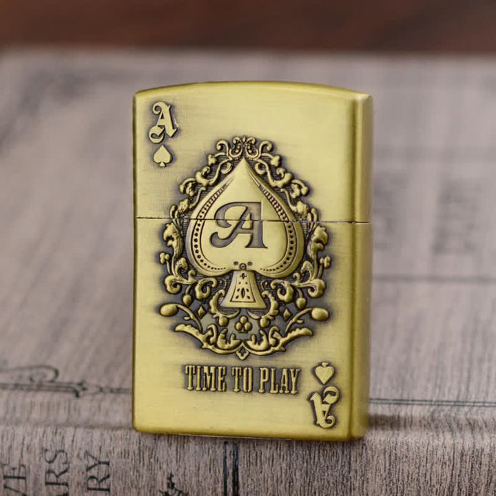 Lucky ACE Poker Relief Design Refillable Butane Lighter