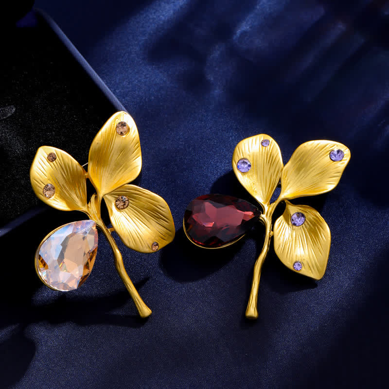 Women's Autumn Gold Maple Leaf Crystal Brooch