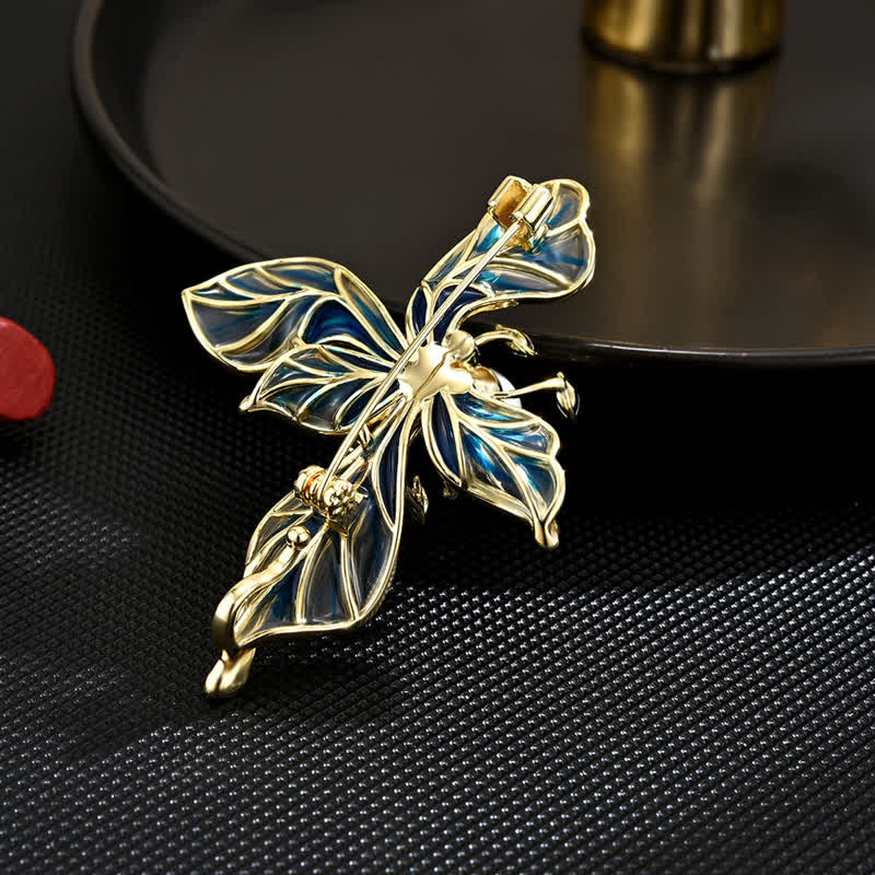 Women's Luxury Blue Iris Pearl Decoration Brooch