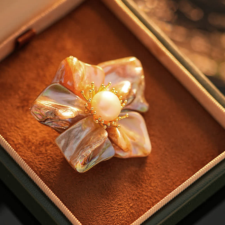 Women's Baroque Pearl Asymmetric Flower Brooch