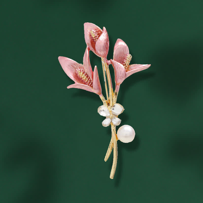 Women's Enamel Pink Tulip Flower Brooch