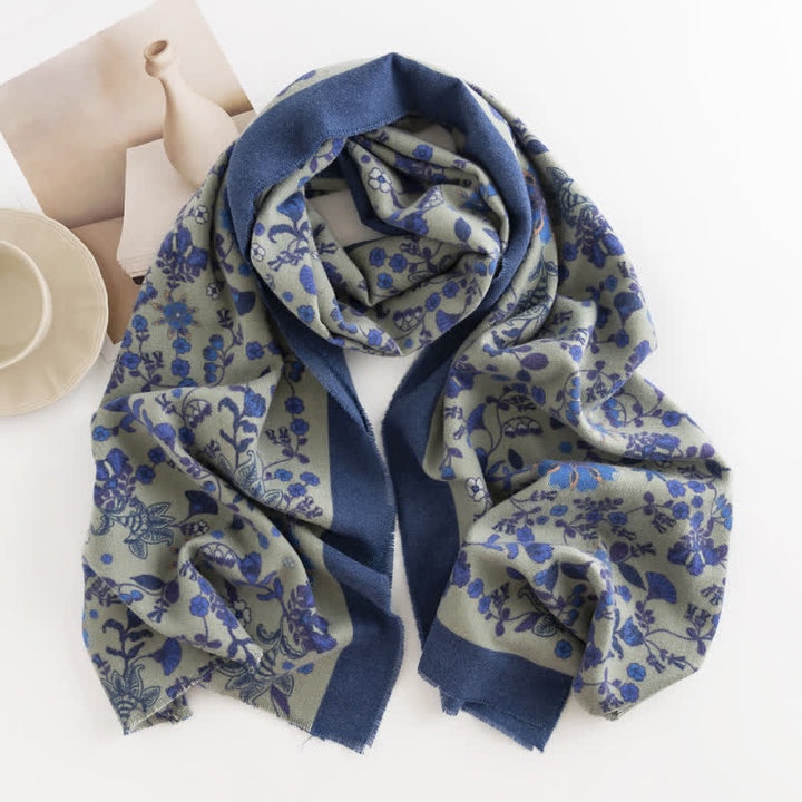 Women's Elagant Floral Contrast Border Scarf