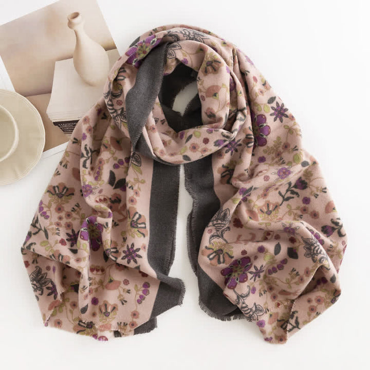 Women's Elagant Floral Contrast Border Scarf