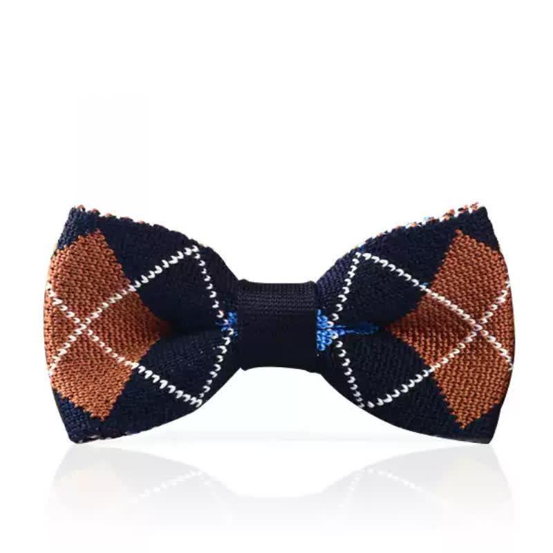 Men's Vintage Scottish Plaid Knitted Bow Tie