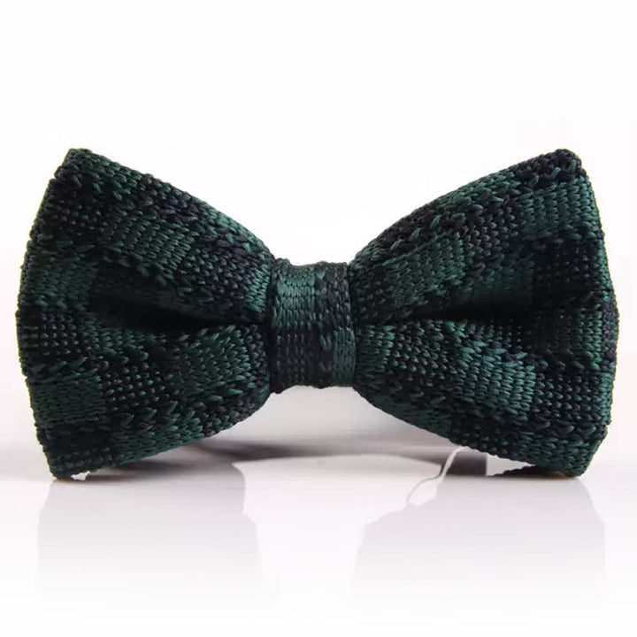 Men's Checkerboard Patch Patterned Knitted Bow Tie