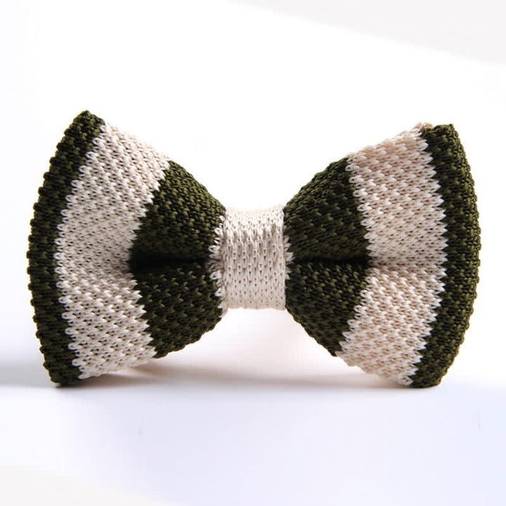 Men's Double Color Match Striped Knitted Bow Tie