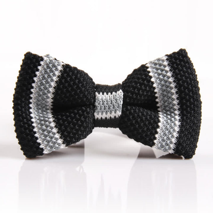 Men's Three Color Match Striped Knitted Bow Tie