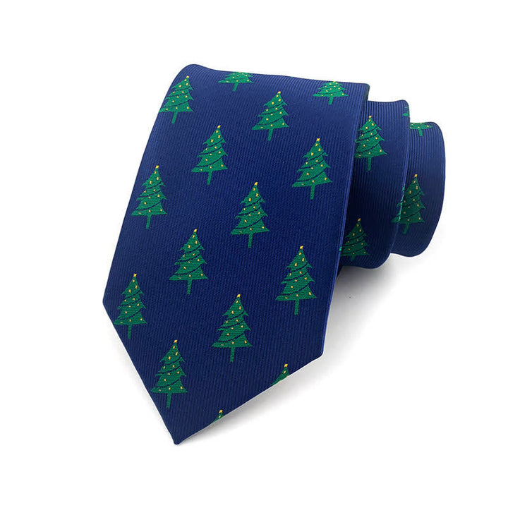 Men's Green Christmas Trees Festive Design Necktie