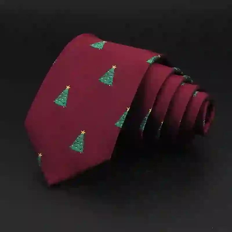 Men's Green Christmas Trees Festive Design Necktie