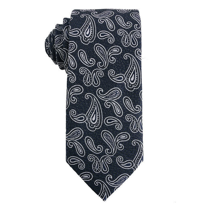 Men's Dark Gray Series Paisley Polka Dots Stripes Necktie