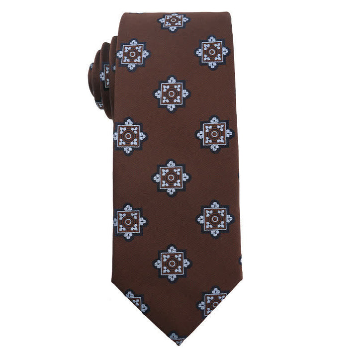 Men's Coffee Brown Series Paisley Striped Necktie