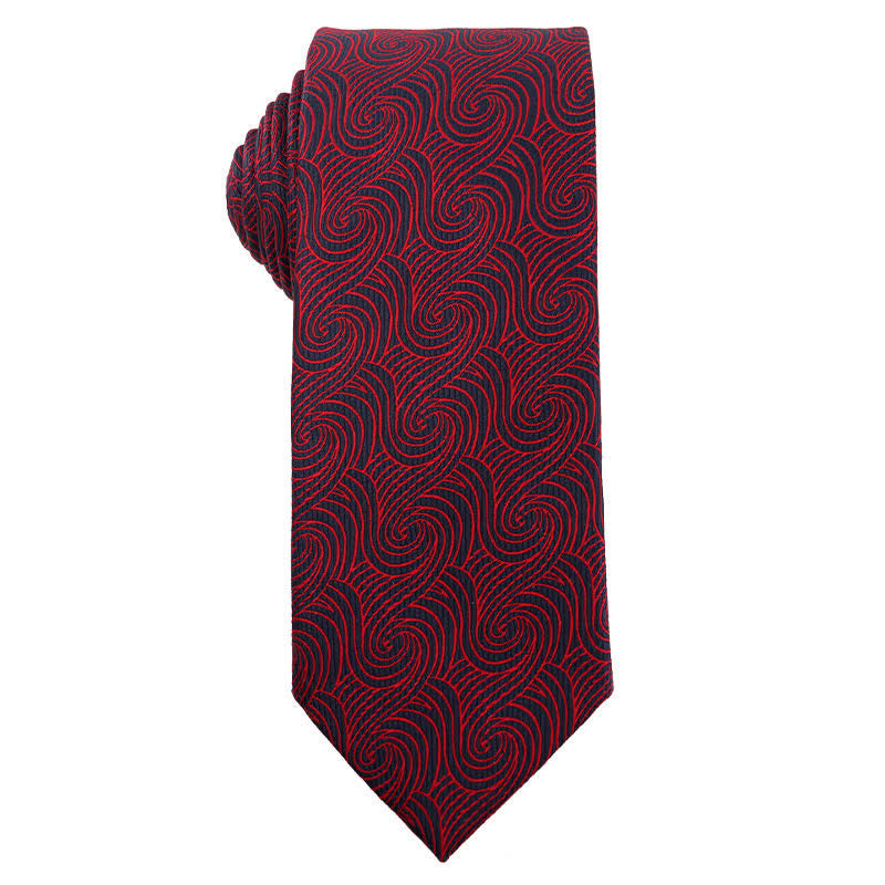 Men's Elegant Deep Wine Red Series Wedding Necktie - Style #8 - image 9