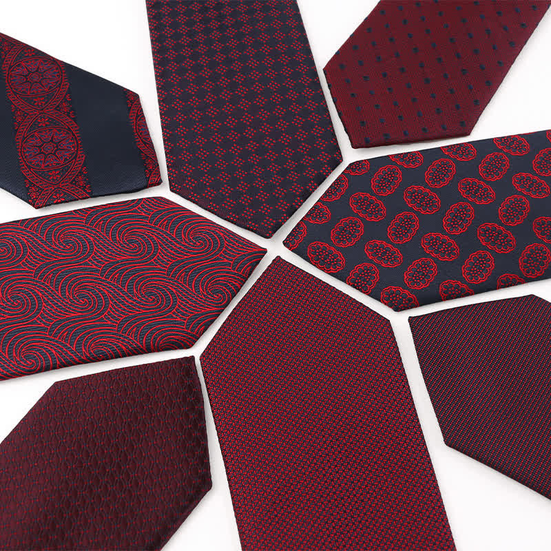 Men's Elegant Deep Wine Red Series Wedding Necktie - image 1