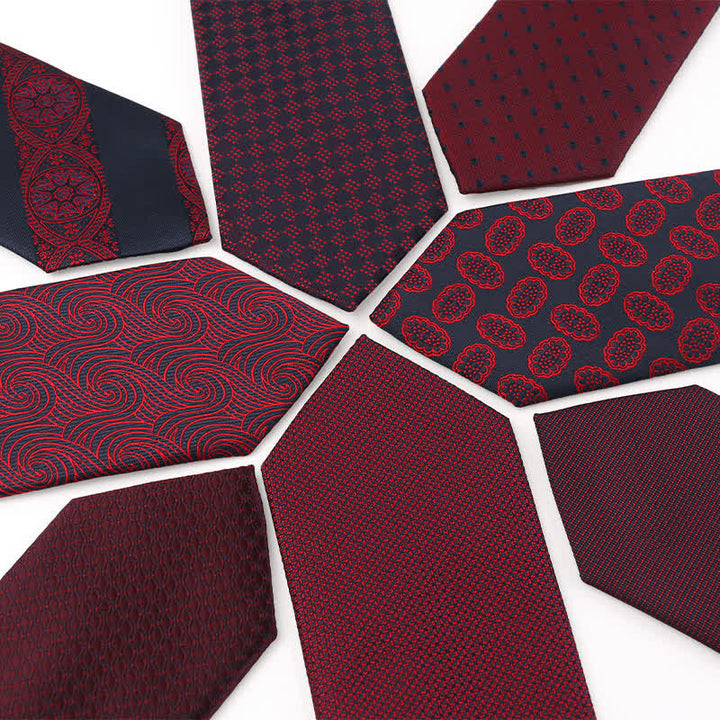 Men's Elegant Deep Wine Red Series Wedding Necktie