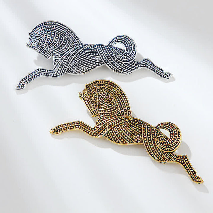 Unisex Prancing Horse Gold Silver Plating Brooch