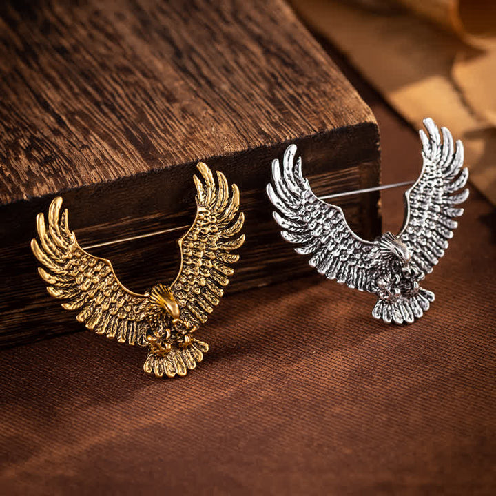 Men's Retro Eagle Spreading Wings Brooch - image 2