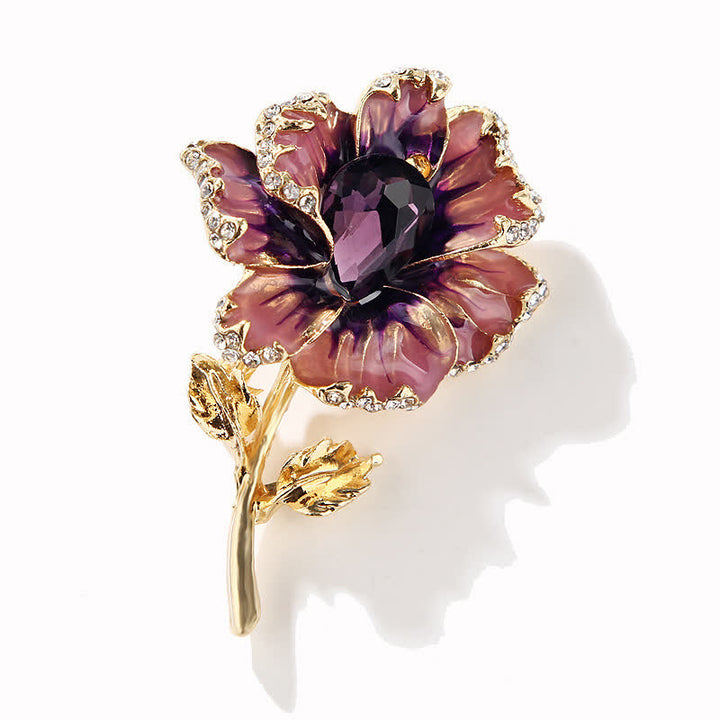 Women's Exquisite Crystal Enamel Flower Brooch