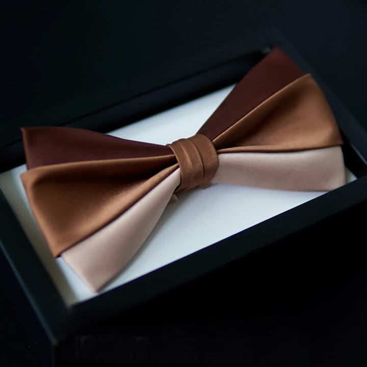 Men's Brown Champagne Three Colors Contrasting Bow Tie