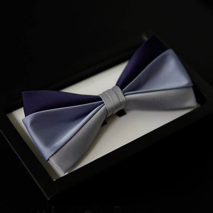 Men's Navy Blue Gray Three Colors Contrasting Bow Tie