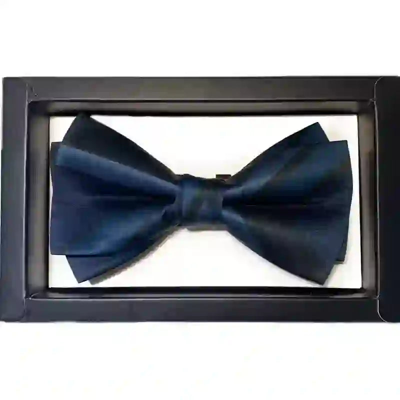 Men's Noble Navy SteelBlue Striped Pattern Bow Tie