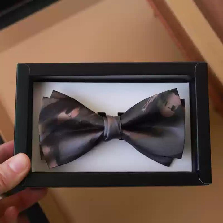 Men's Brown Gray Gradient Color Bow Tie