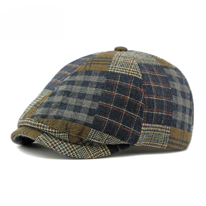 Different Classic Patchwork Plaid Newsboy Beret Hat - Navy - Adjustable (21 5/8"-23 5/8") - image 11