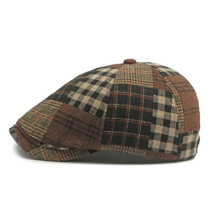 Different Classic Patchwork Plaid Newsboy Beret Hat