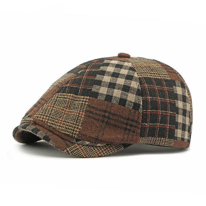 Different Classic Patchwork Plaid Newsboy Beret Hat