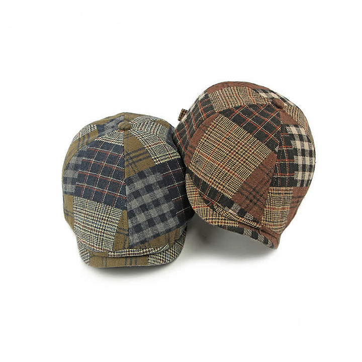 Different Classic Patchwork Plaid Newsboy Beret Hat - image 1