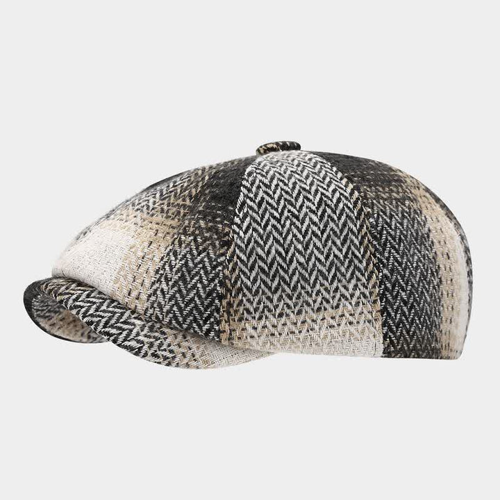 Gradient Color Fringe Herringbone Newsboy Beret Hat