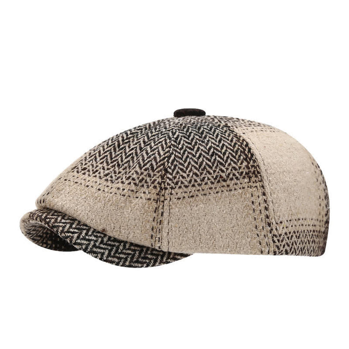 Gradient Color Fringe Herringbone Newsboy Beret Hat