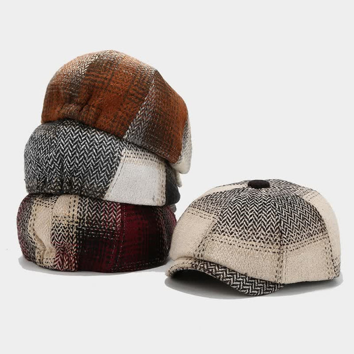 Gradient Color Fringe Herringbone Newsboy Beret Hat