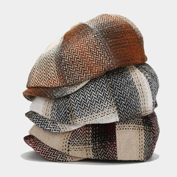 Gradient Color Fringe Herringbone Newsboy Beret Hat